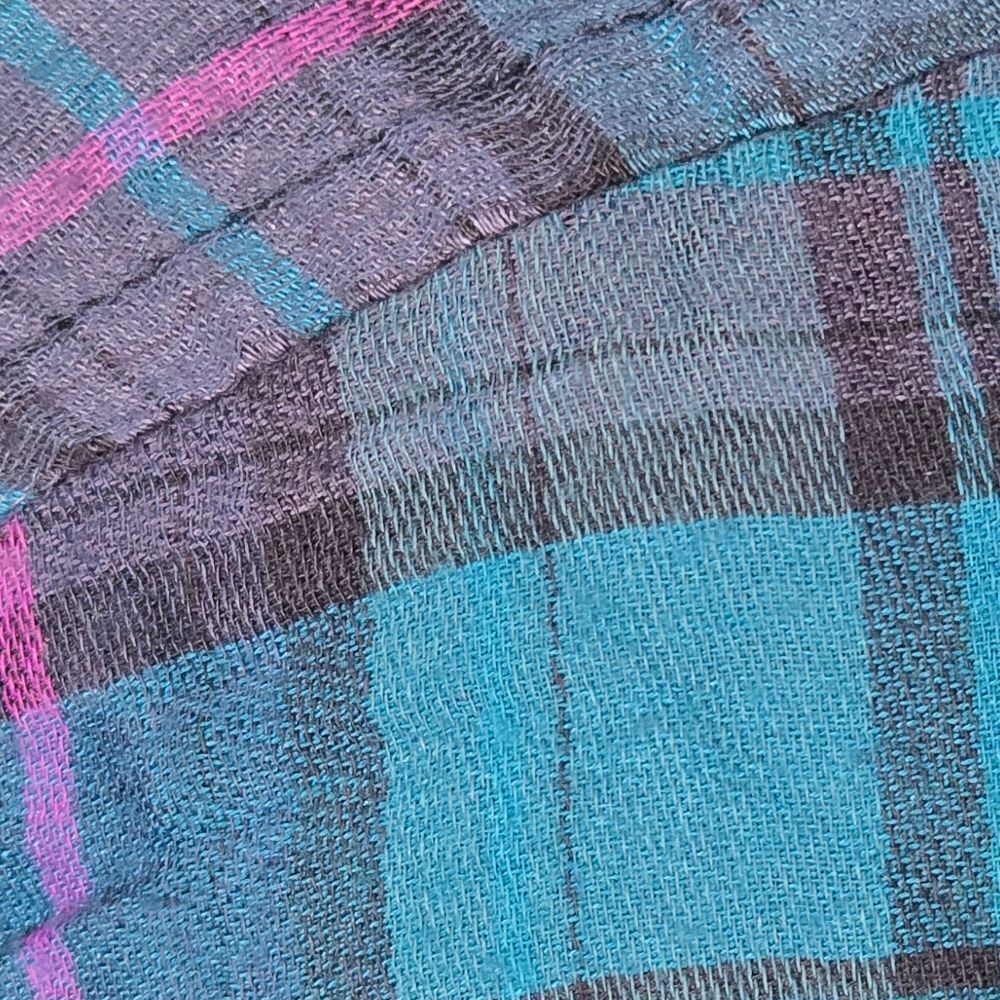 American Eagle Teal Pink Plaid Long Sleeve Button Down Shirt Women's Casual Soft - Picture 6 of 10